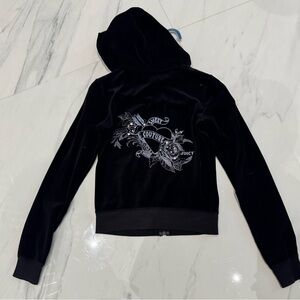 2000s Juicy Couture black velour track suit
